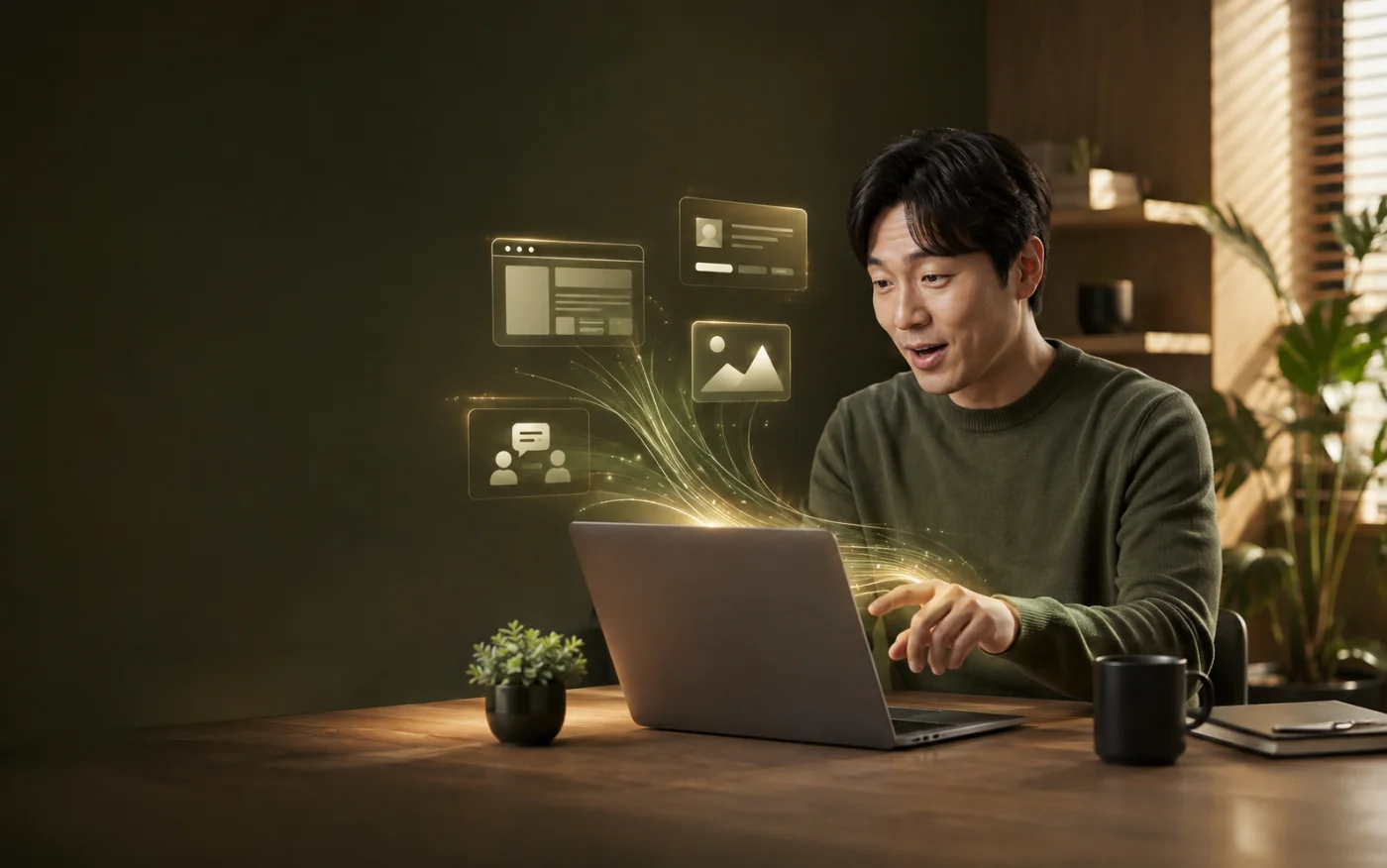 두 가지 정보를 입력하고 AI 검색 전략을 확인하는 사용자